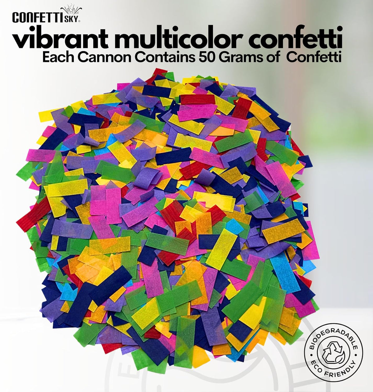 Confetti Sky [6 Pack] Confetti Poppers Cannon | Multicolor Biodegradable