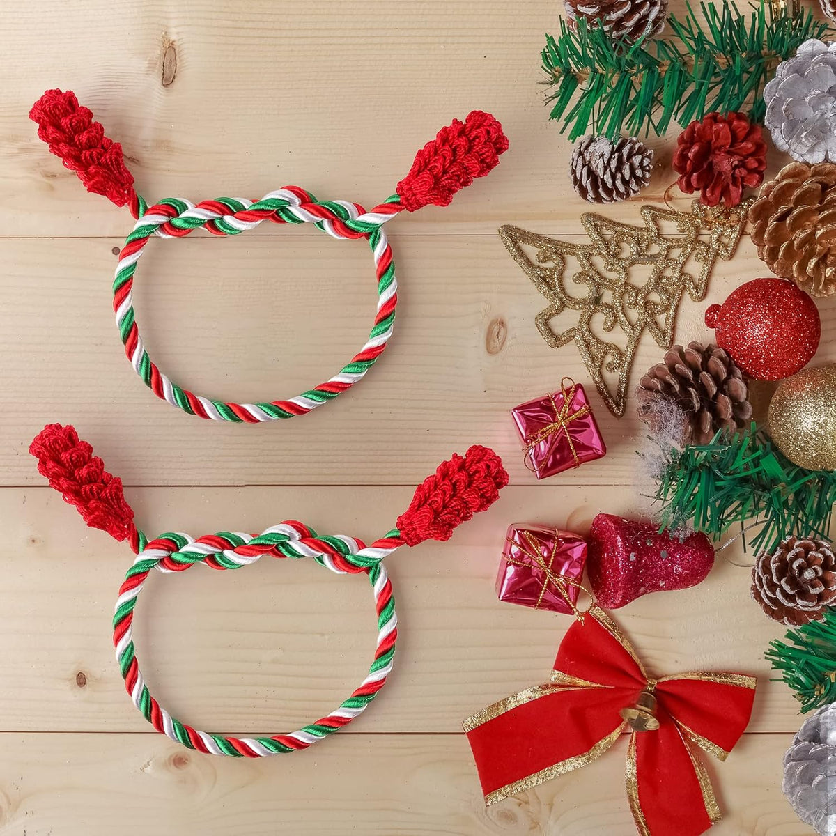 16pcs Green Red White Christmas Garland Twist Ties
