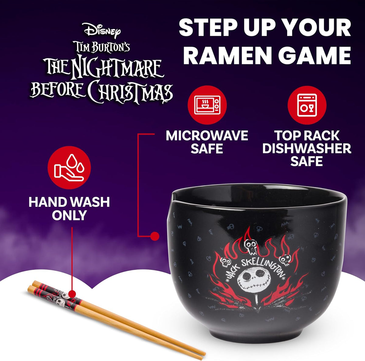 Silver Buffalo Disney The Nightmare Before Christmas, Ramen Bowl, 20oz