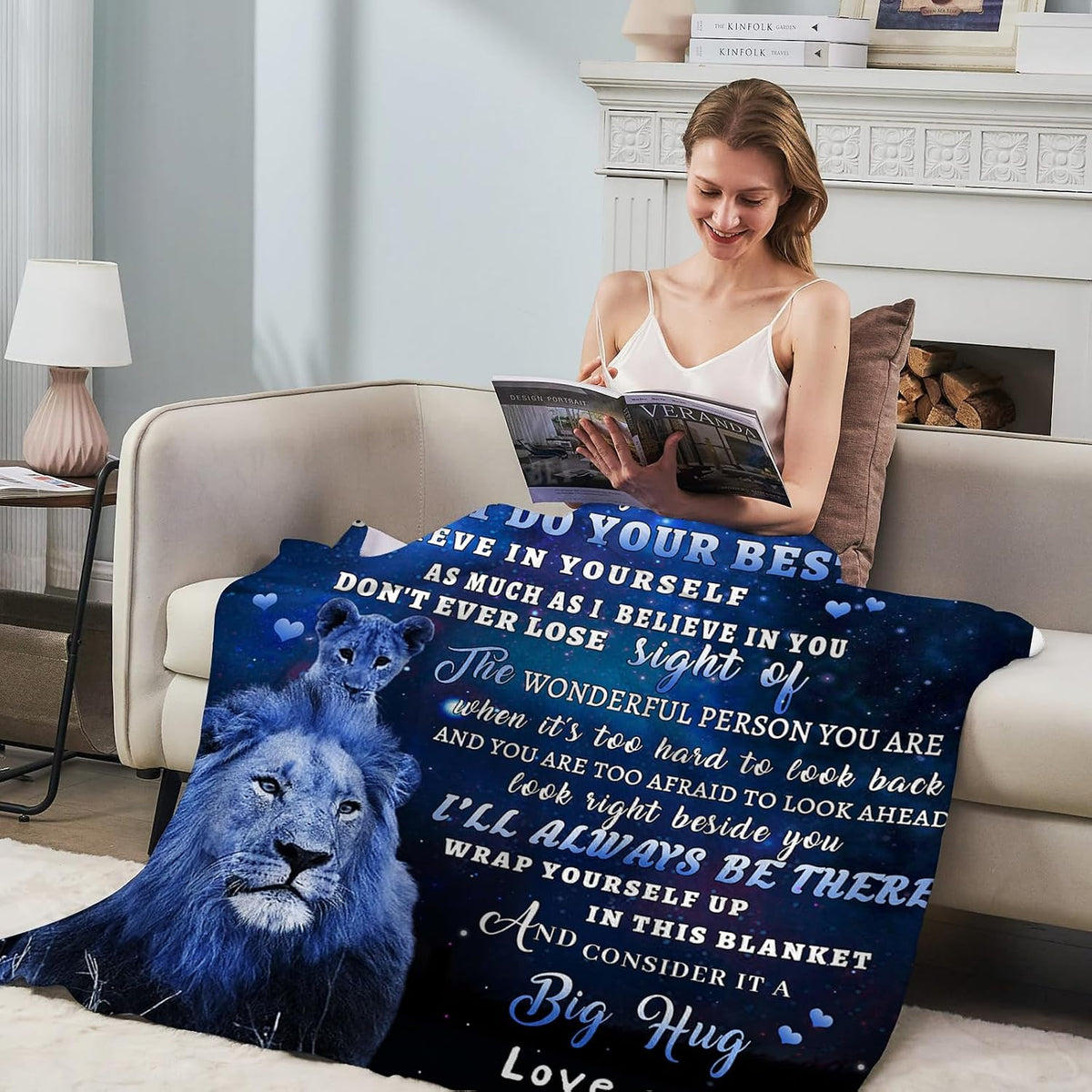 to My Nephew Gifts Blanket from Uncle, Blue Lion Blankets for My Nephew, Gifts from Uncle or Aunt, Christmas Auntie to Nephews Birthday Gift Super Soft Flannel Blanket for Bed Sofa Decor 50"x60"