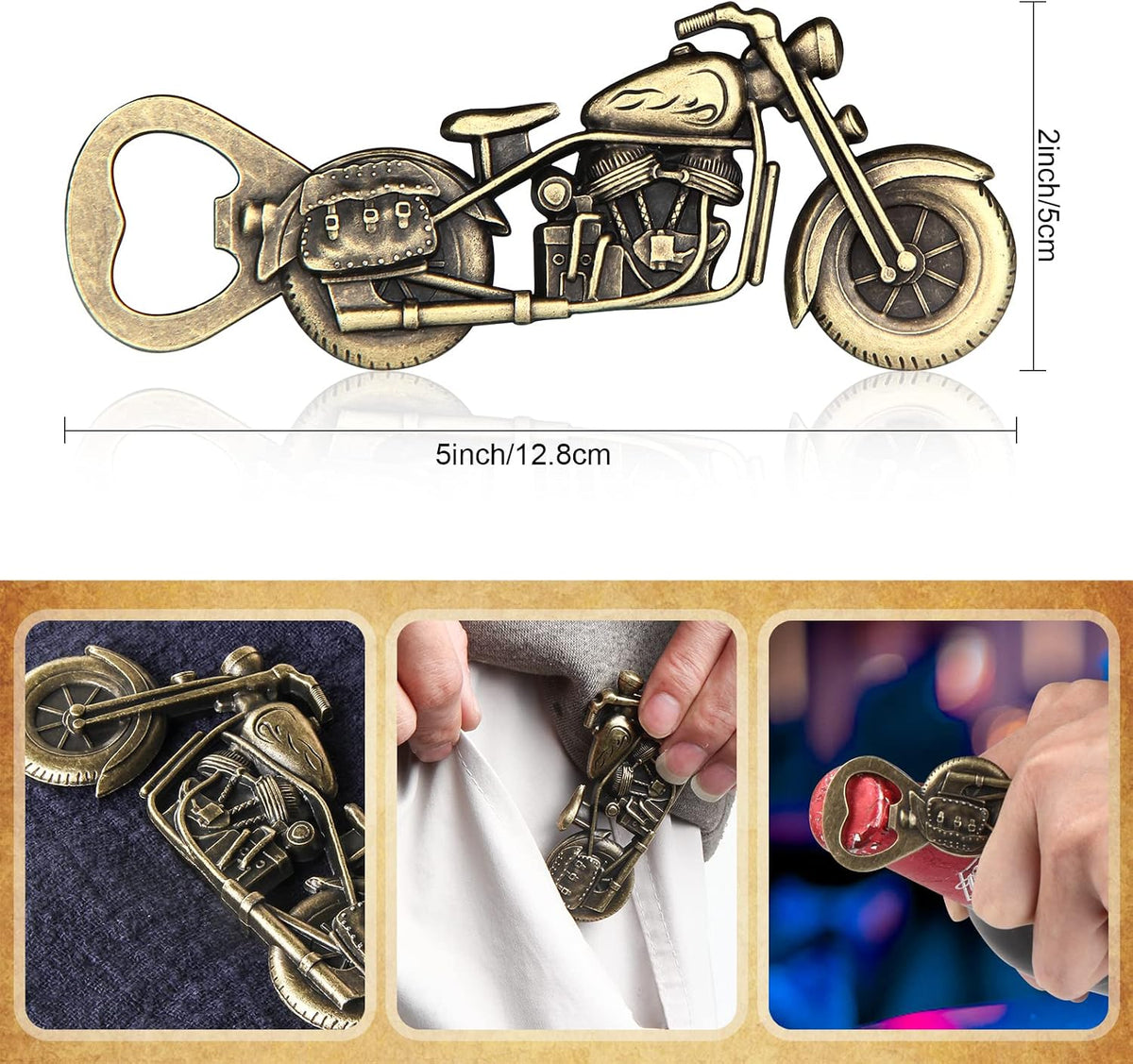 Motorcycle Bottle Opener Gifts for Men Dad, Vintage Motorbike Beer Bottle Opener with Gift Box, Cool Biker Gifts for Husband Grandpa Boyfriend, Fathers Day Christmas Birthday Stocking Stuffers