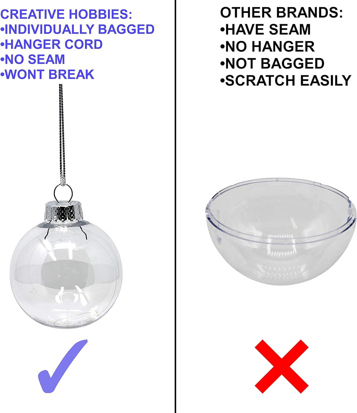 Creative Hobbies Clear Plastic Fillable Christmas Ornament Discs 100mm (3.94") - Great for Crafts, Holidays and Weddings | Pack of 12