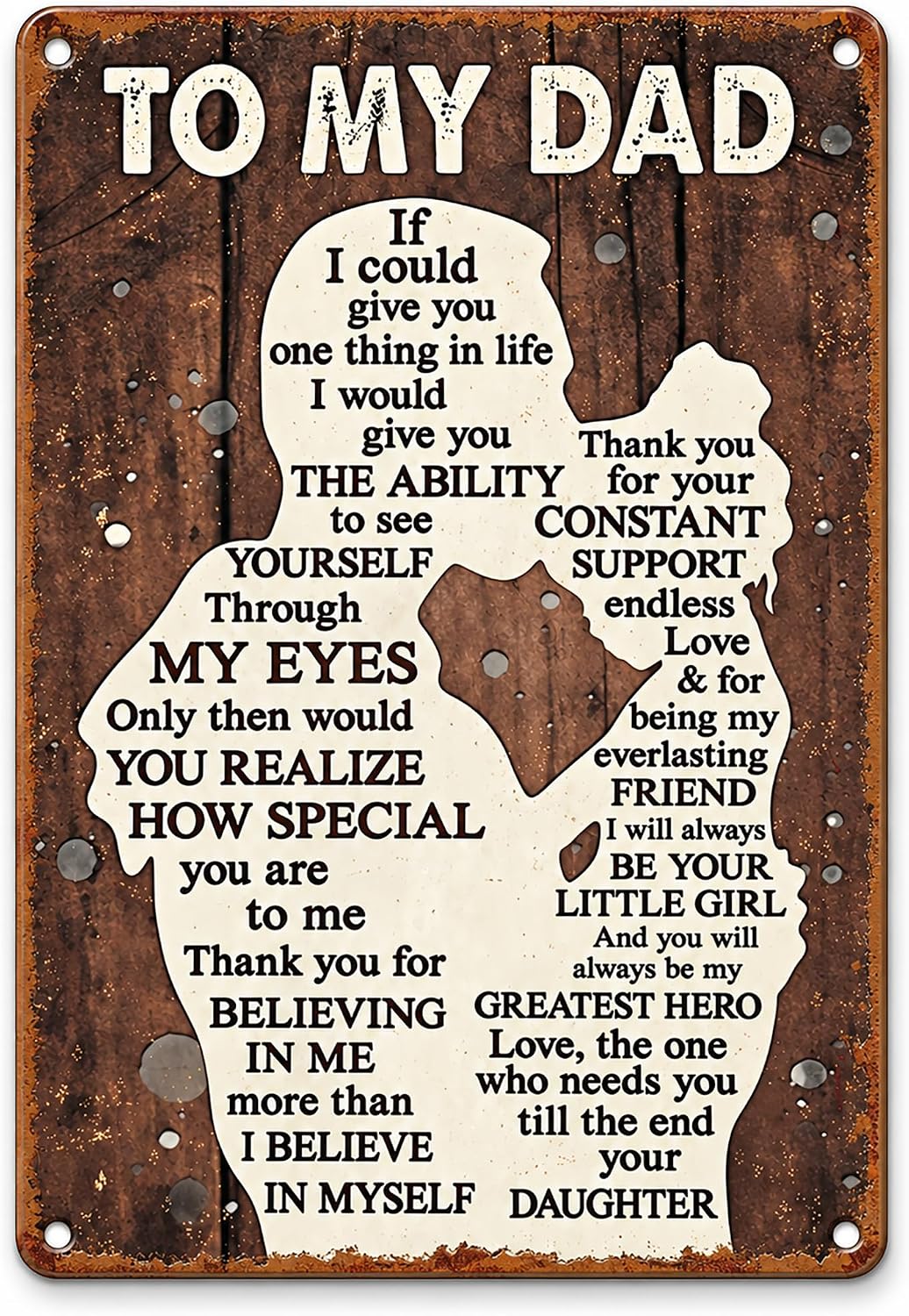 Dad Gifts From Daughter To My Dad Birthday Metal Sign Father Daughter