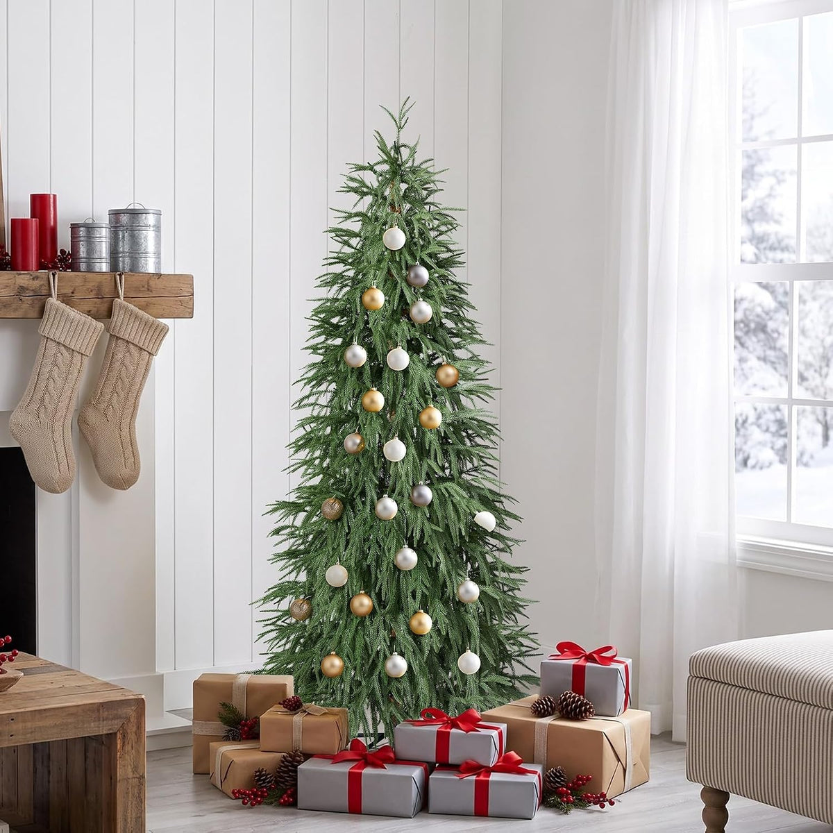 Ferrgoal 6FT Prelit Christmas Tree,Tall Xmas Tree with Lights
