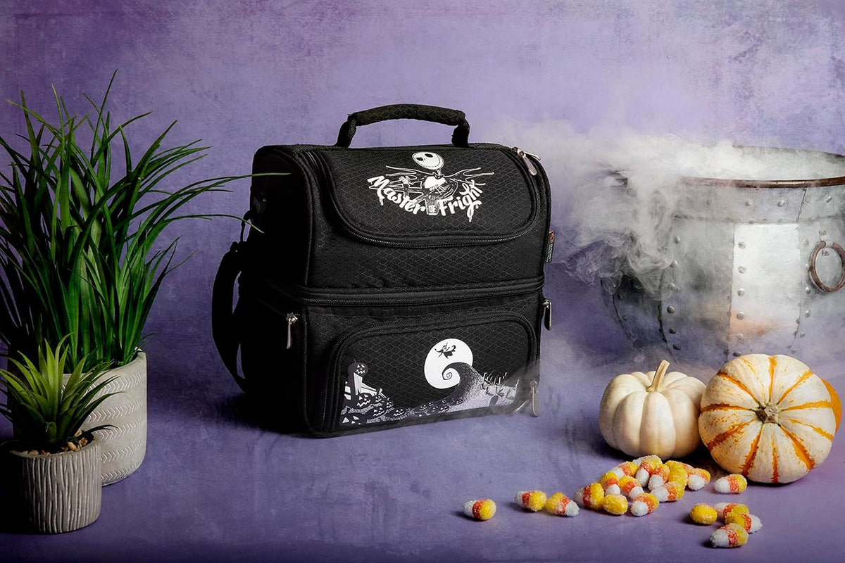 PICNIC TIME Disney Jack Skellington Pranzo Insulated Lunch Box, Nightmare Before Christmas Cooler Lunch Bag with Utensil Set, Soft Sided Lunchbox, (Black)