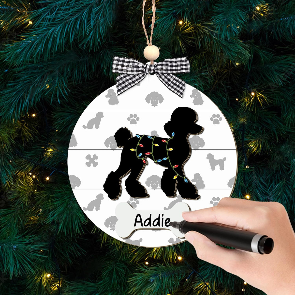 Poodle Christmas Ornament 2024: Black Standard Poodle Decorations for Christmas Tree, Gift for Dog Lovers