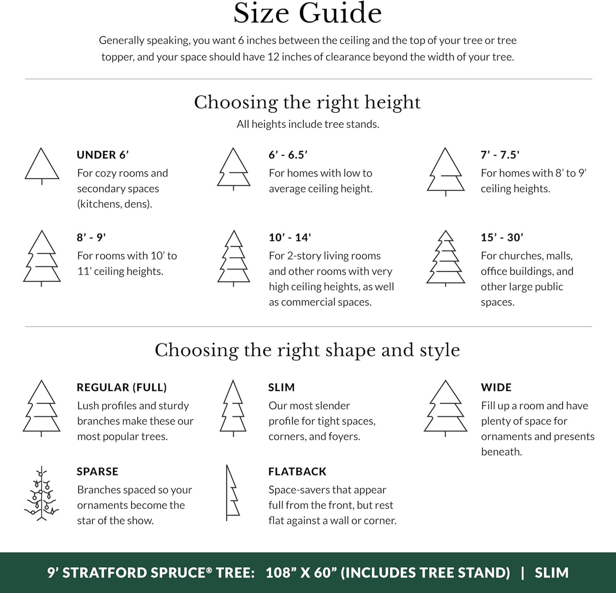 Balsam Hill Stratford Spruce - Slim Artificial Christmas Tree with True Needle Foliage & Premium Stand for Small Spaces, Clear Incandescent, 9ft