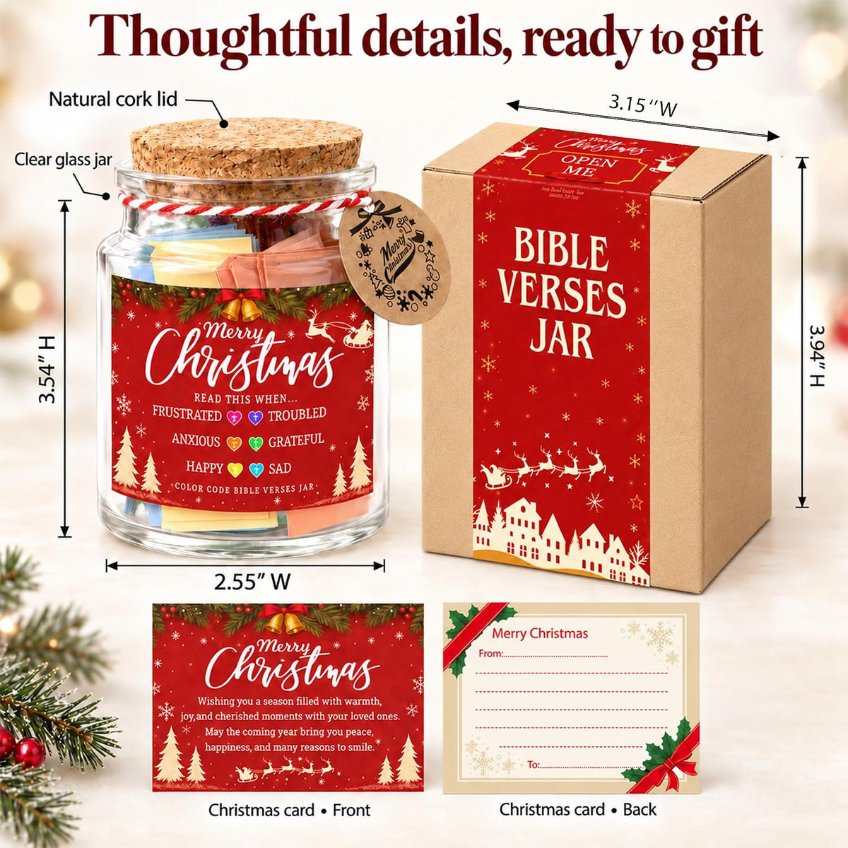Christmas Bible Verse Jar, Read Me When Bible Verse Jar, Christmas Gift for Women, Mom, Christian Gifts for Women
