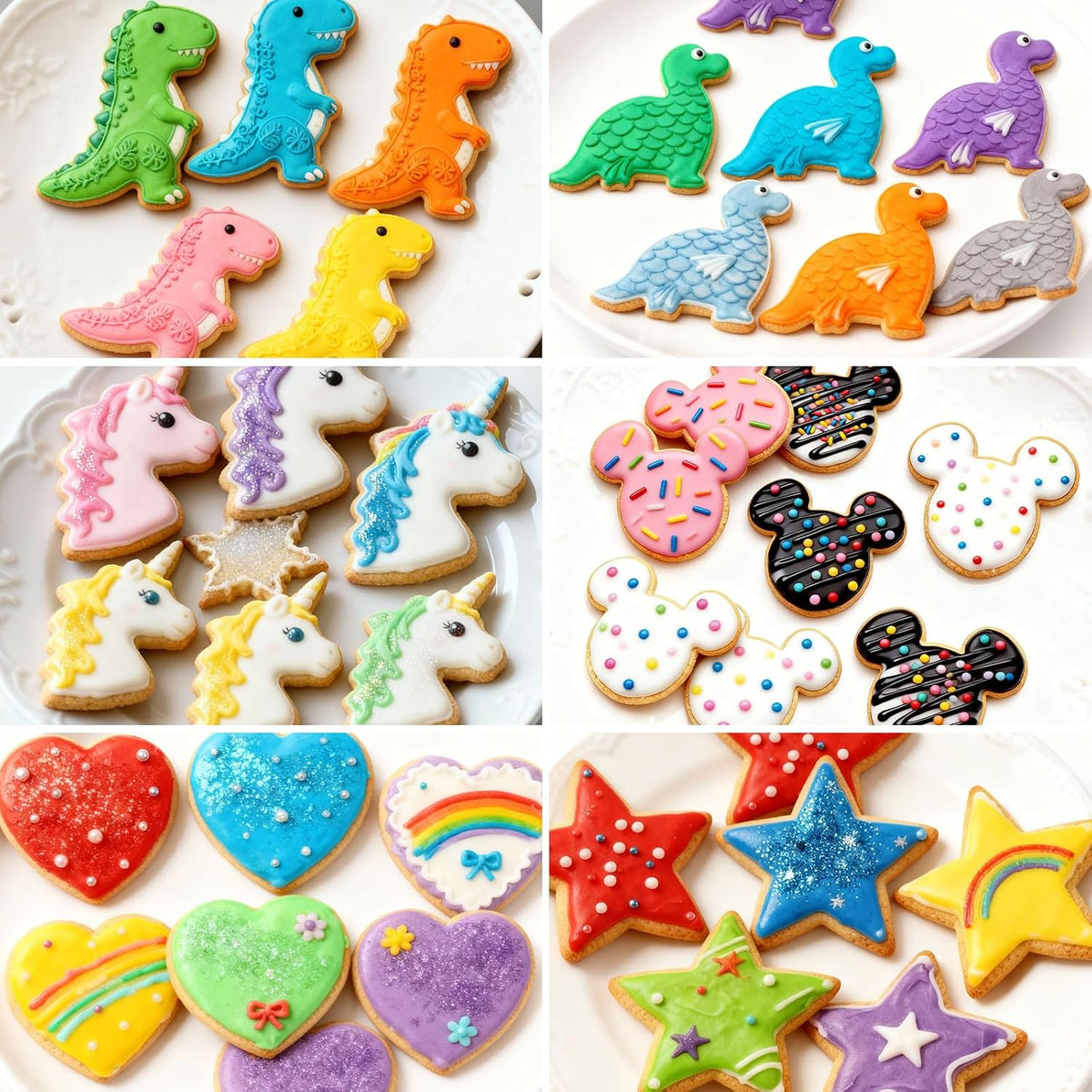 Stainless Steel Cookie Cutters, Mickey Unicorn Dinosaur Heart Star