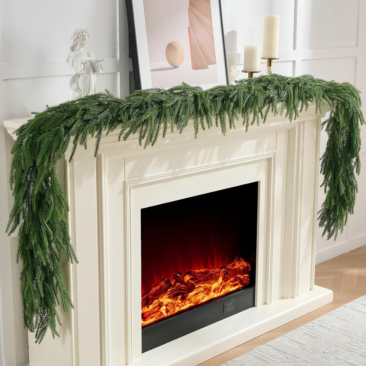 CLEANGOR 2Pcs 6FT Norfolk Pine Garlands for Christmas Decorations Indoor