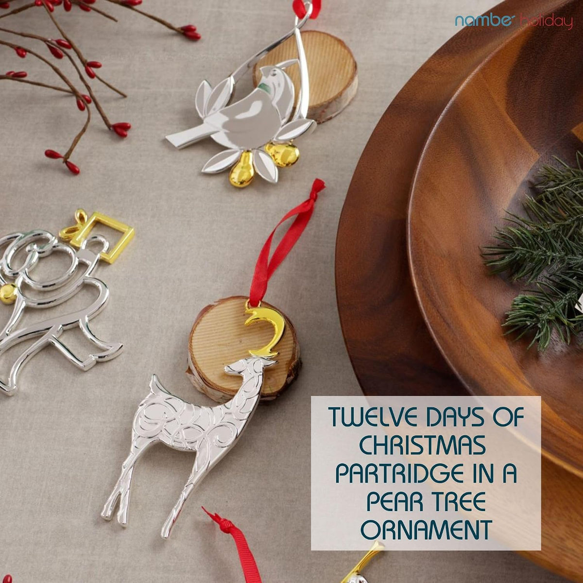 nambe Twelve Days of Christmas Hanging Tree Ornament
