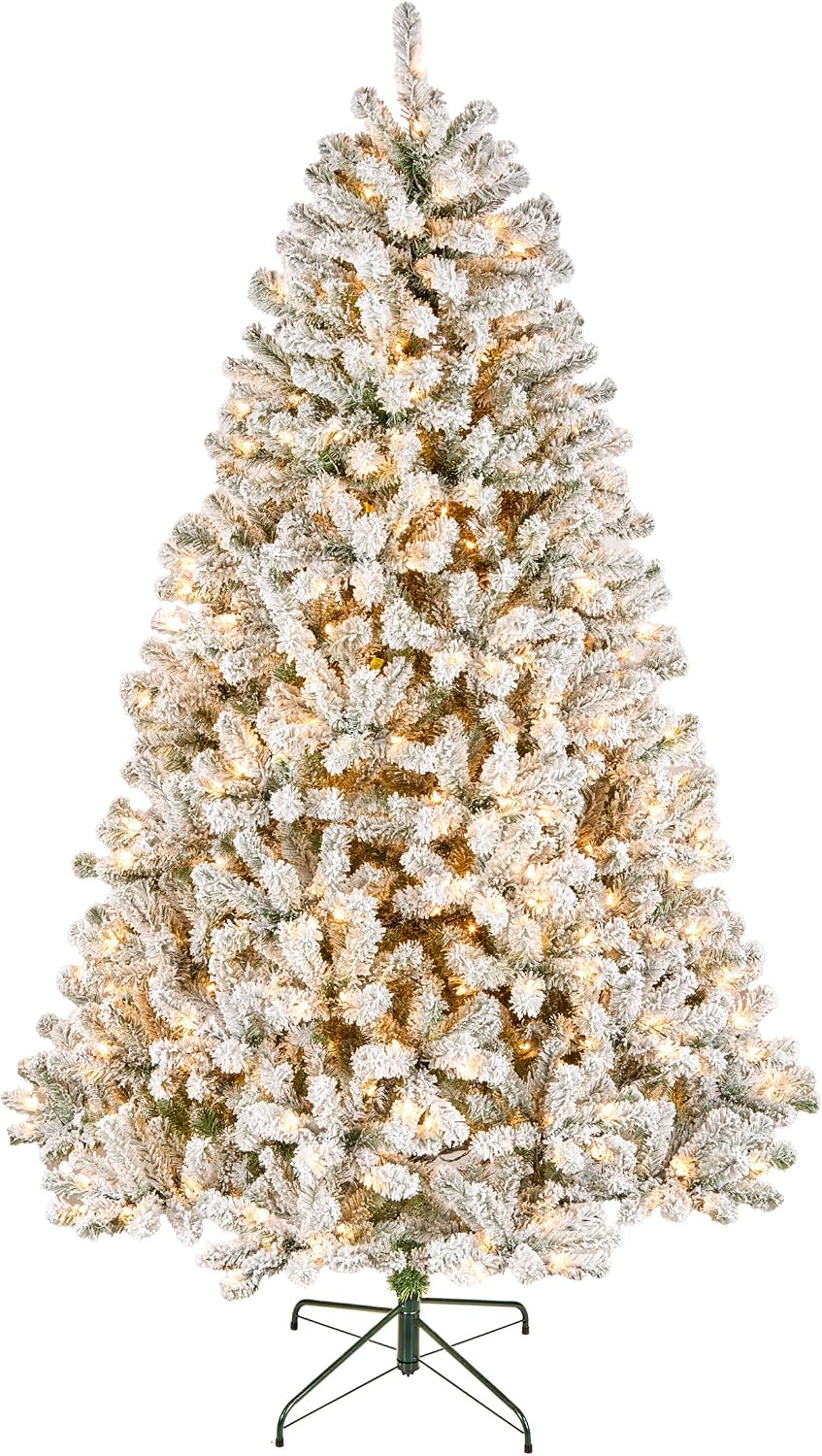 National Tree Company 7.5ft Pre-Lit Flocked Acacia Christmas Tree