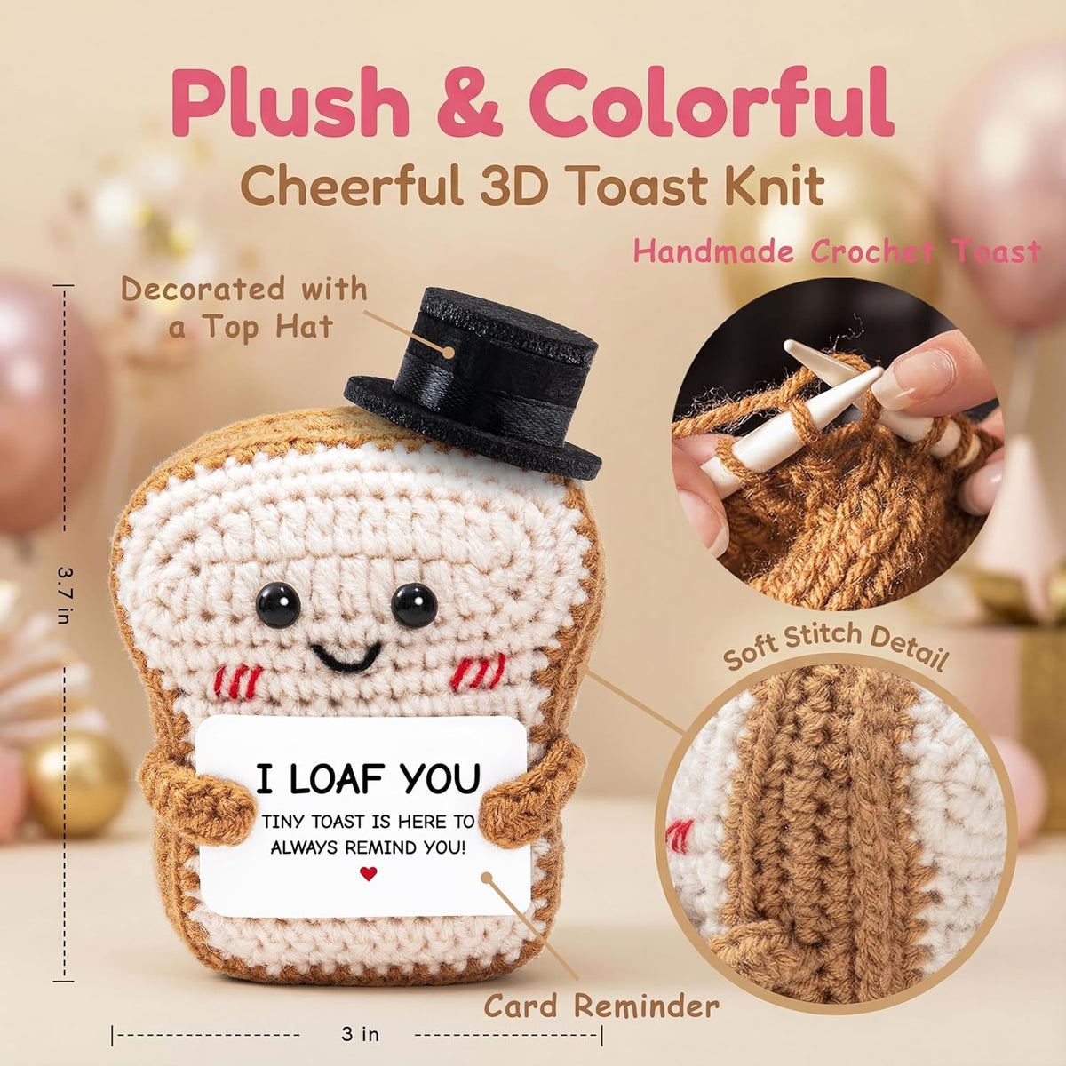 Crisky Crochet Hat Toast I Loaf You Gift for Her Him Beloved One & Friends - Perfect for Wedding, Anniversary, Birthday, Christmas for Women Men Couples Wife Husband