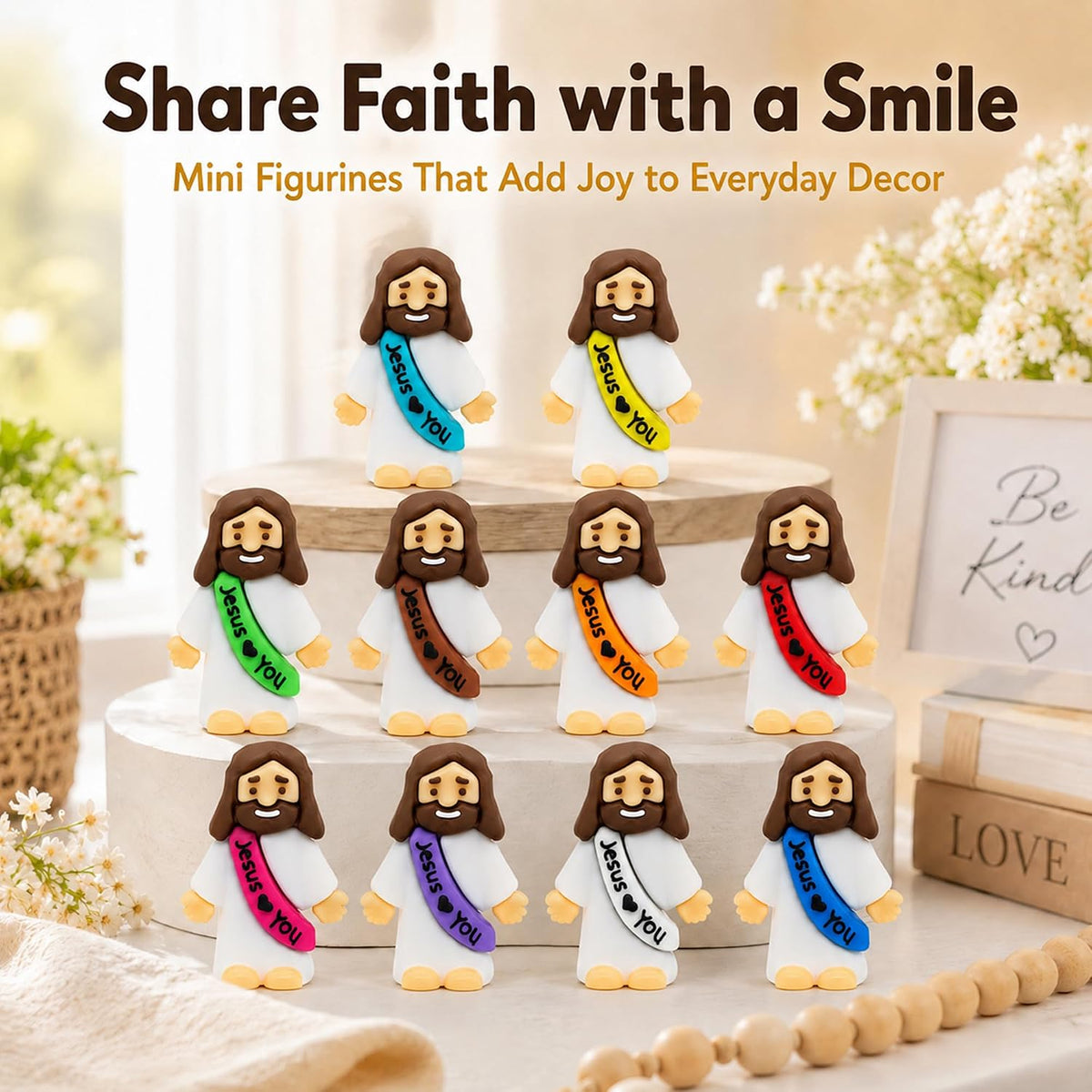 36 Pack Little Jesus Figurines in Bulk, Jesus Loves You Figures, Small Jesus Figurines, Tiny Jesus Figures for Church Christmas Party Favors Religious Easter Gifts for Egg Stuffers