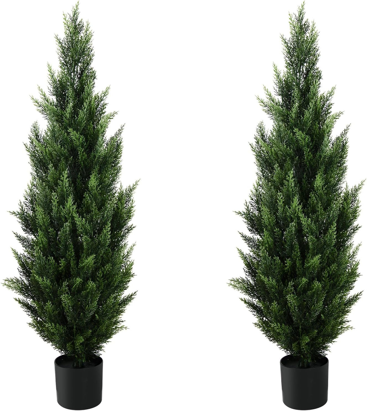 4FT Artificial Topiary Tree Beautiful Realistic Faux Cedar Pines Trees UV Rated Fake Shrubs for Front Porch Faux Plants Indoor and Outdoor Decor (2 Pack)