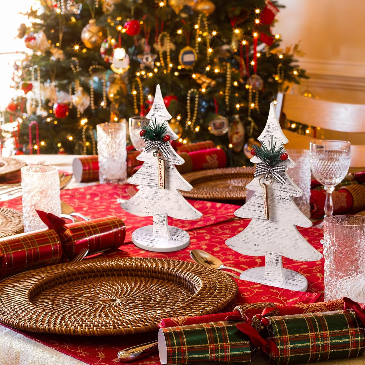 Kigley 6 Pcs Christmas Tree Signs Decoration Farmhouse Wood Christmas Decor