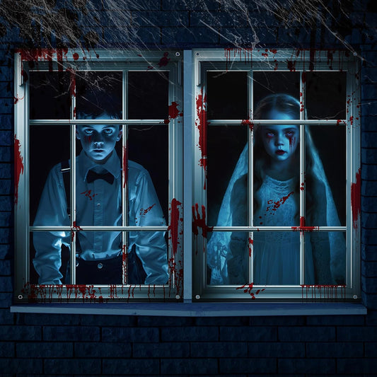 Halloween Ghost Curtain Window Silhouettes 2 Pack | USA Decoration®