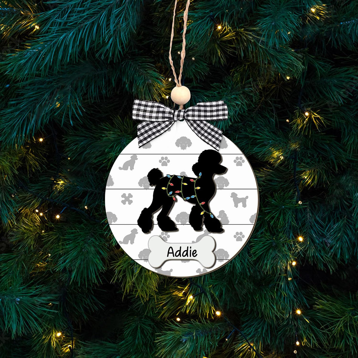 Poodle Christmas Ornament 2024: Black Standard Poodle Decorations for Christmas Tree, Gift for Dog Lovers