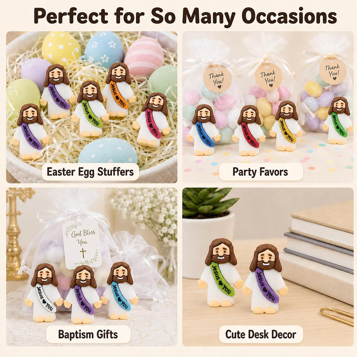 36 Pack Little Jesus Figurines in Bulk, Jesus Loves You Figures, Small Jesus Figurines, Tiny Jesus Figures for Church Christmas Party Favors Religious Easter Gifts for Egg Stuffers
