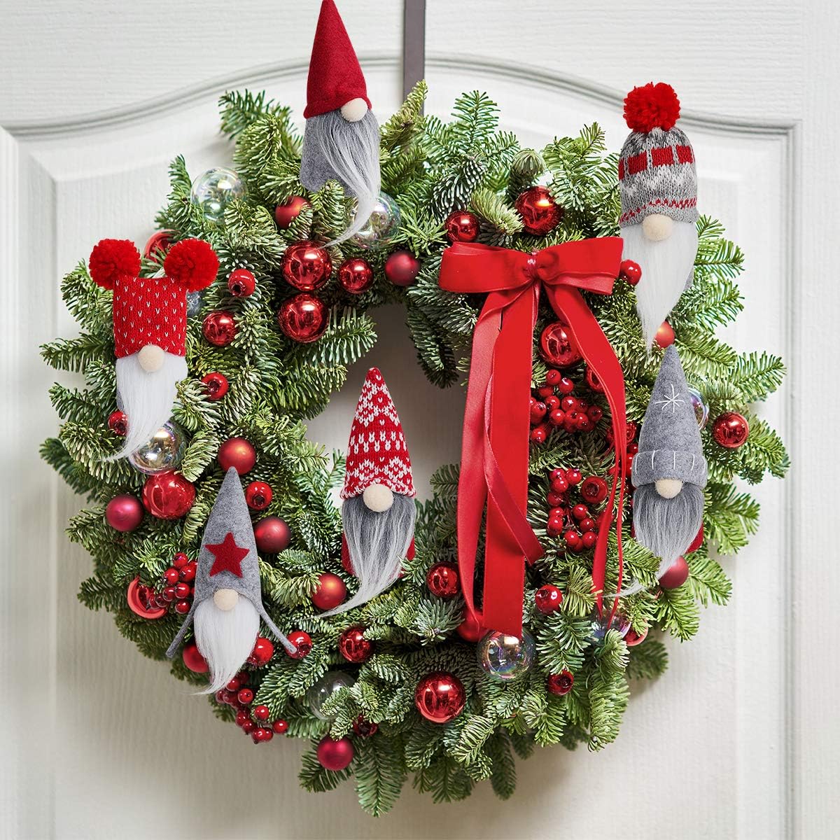 D-FantiX Gnome Christmas Ornaments Set of 6, Handmade Swedish Tomte Gnomes Decorative Ornaments Plush Christmas Decorations Tree Hanging Scandinavian Santa Elf Home Table Decor 2026