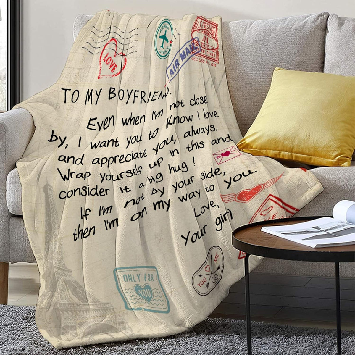 Gifts for Boyfriend - Boyfriend Presents from Girlfriend Blanket 60"x50" for Him BF Christmas - Best Presents for BF - Funny Anniversary Birthday Boy-Friend Gift Ideas