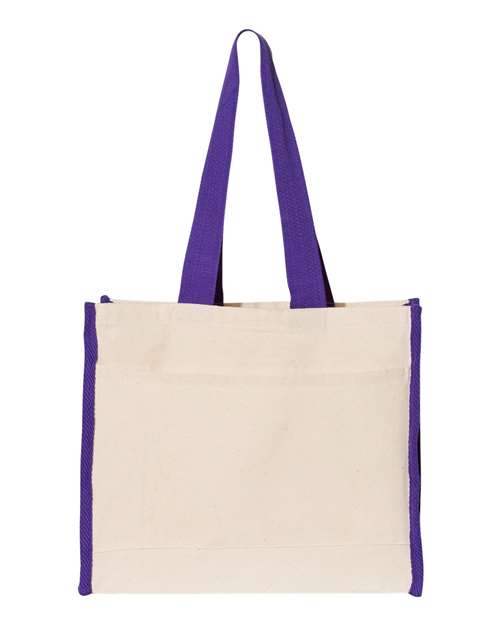 14L Tote with Contrast-Color Handles | Heavy Canvas Bag | USA Decoration