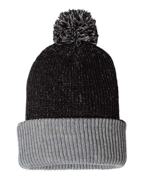 12" Speckled Pom-Pom Cuffed Beanie | USA Decoration