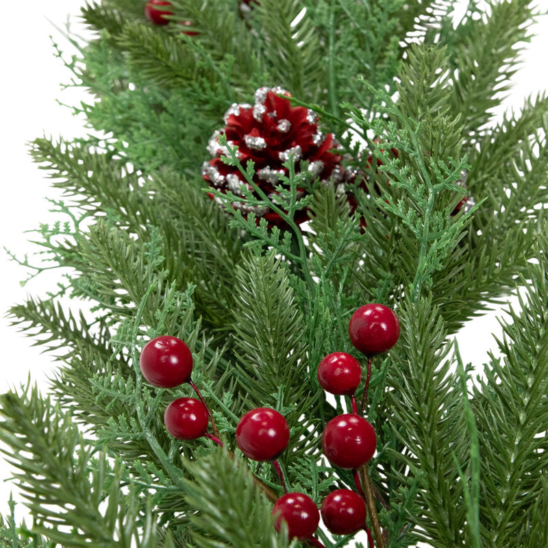 Real Touch Artificial Norfolk Pine Christmas Garland framing a front door