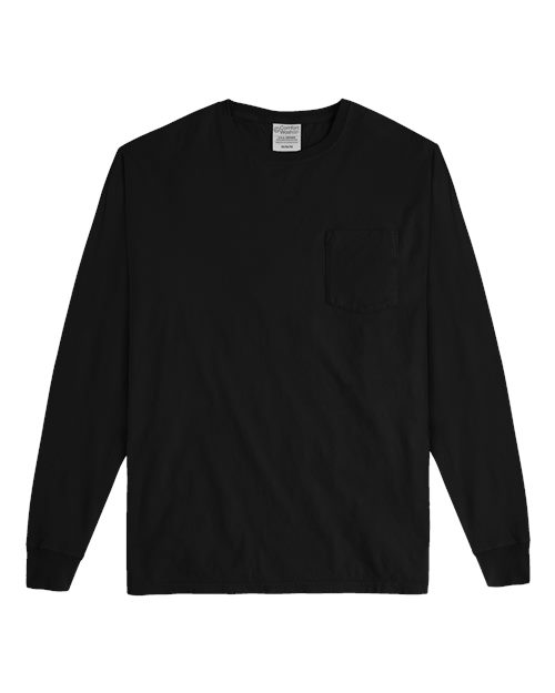 Garment-Dyed Long Sleeve T-Shirt With a Pocket | USA Decoration®