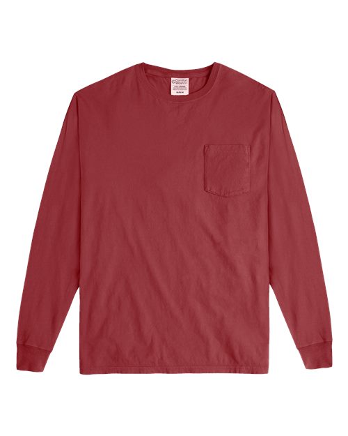 Garment-Dyed Long Sleeve T-Shirt With a Pocket | USA Decoration®