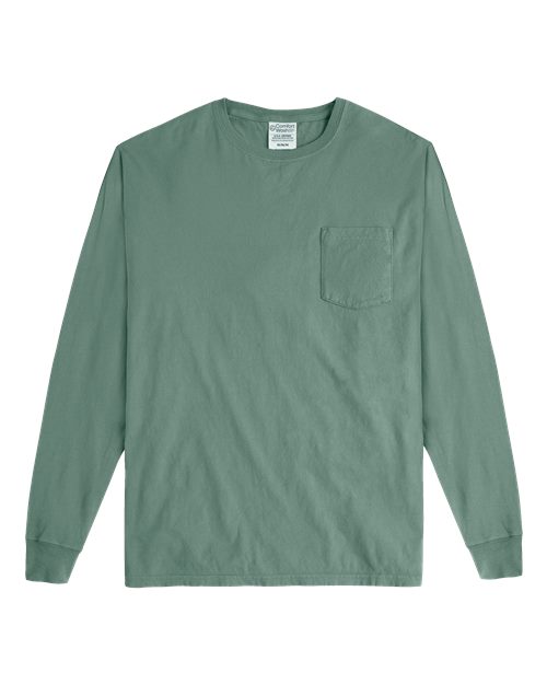 Garment-Dyed Long Sleeve T-Shirt With a Pocket | USA Decoration®