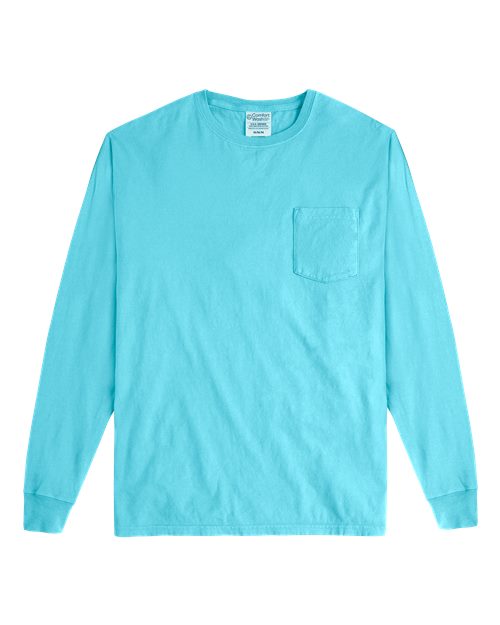Garment-Dyed Long Sleeve T-Shirt With a Pocket | USA Decoration®