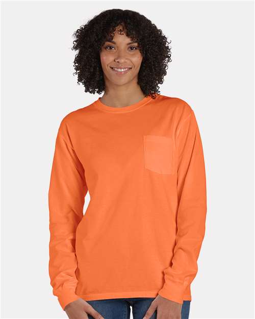 Garment-Dyed Long Sleeve T-Shirt With a Pocket | USA Decoration®