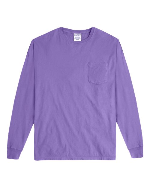 Garment-Dyed Long Sleeve T-Shirt With a Pocket | USA Decoration®