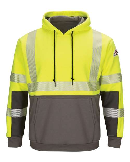 Hi-Visibility Color-Blocked Pullover Hooded Fleece Sweatshirt | USA Decoration