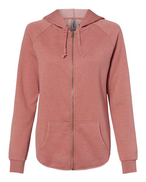 Women's California Wave Wash Full-Zip Hooded Sweatshirt | USA Decoration