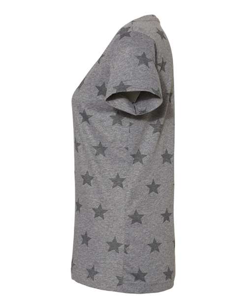 Women's Star Print Scoop Neck Tee | USA Decoration