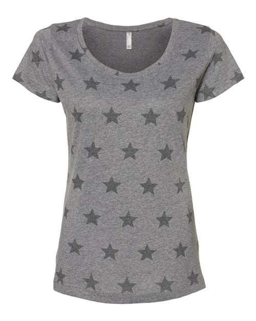 Women's Star Print Scoop Neck Tee | USA Decoration