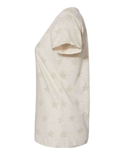 Women's Star Print Scoop Neck Tee | USA Decoration