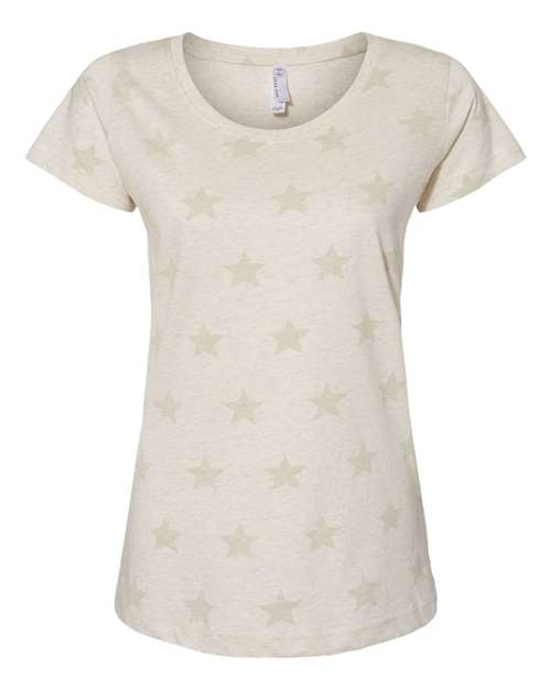 Women's Star Print Scoop Neck Tee | USA Decoration