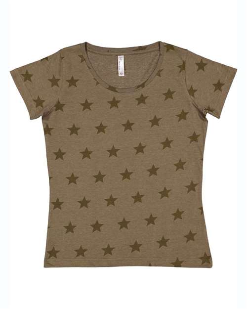 Women's Star Print Scoop Neck Tee | USA Decoration