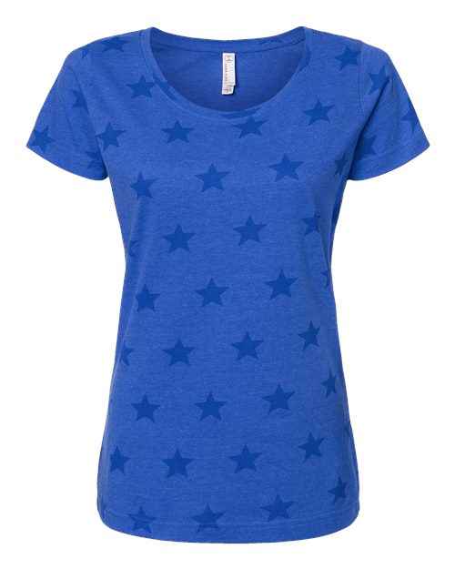 Women's Star Print Scoop Neck Tee | USA Decoration