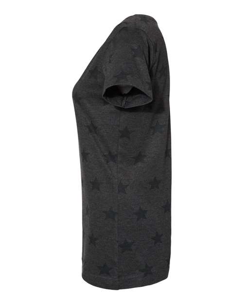 Women's Star Print Scoop Neck Tee | USA Decoration