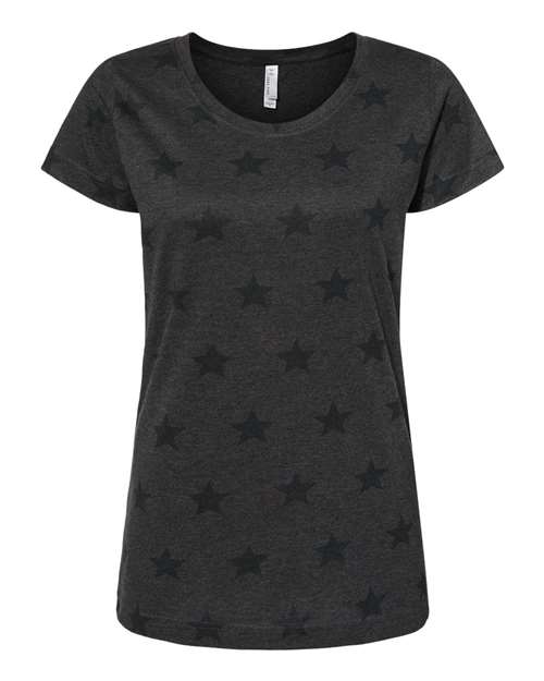 Women's Star Print Scoop Neck Tee | USA Decoration