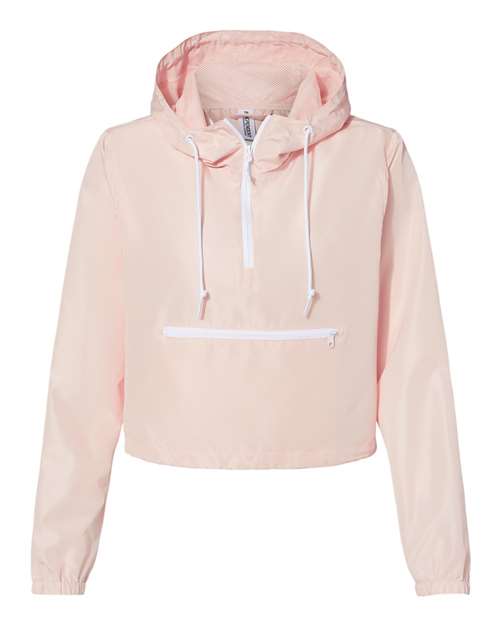 Women's Lightweight Quarter-Zip Pullover Crop Windbreaker | USA Decoration