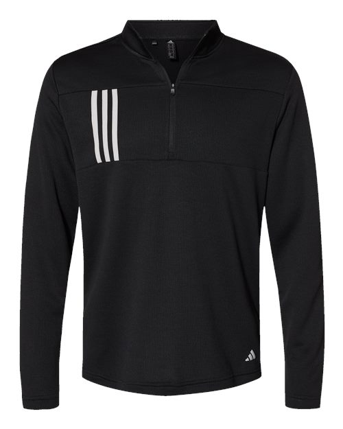 Adidas Men's 3-Stripes Double-Knit Quarter-Zip Pullover