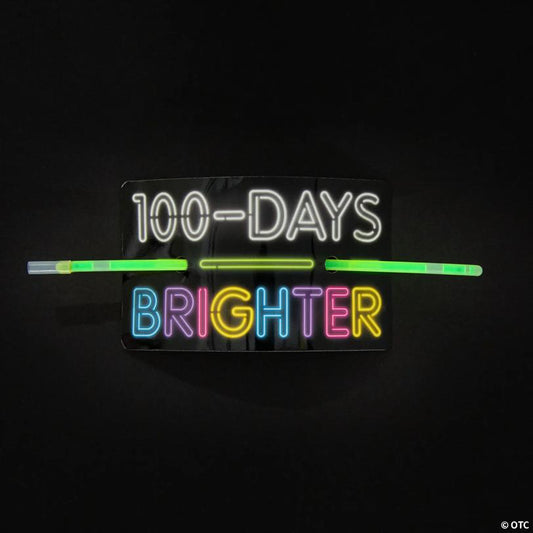 8" 100th Day of School Glow Stick Bracelets with Card for 24