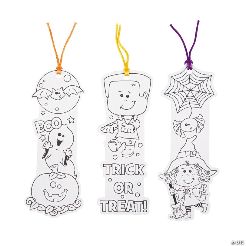 8 1/2" Bulk 39 Pc. Color Your Own Halloween Friends Paper Bookmarks