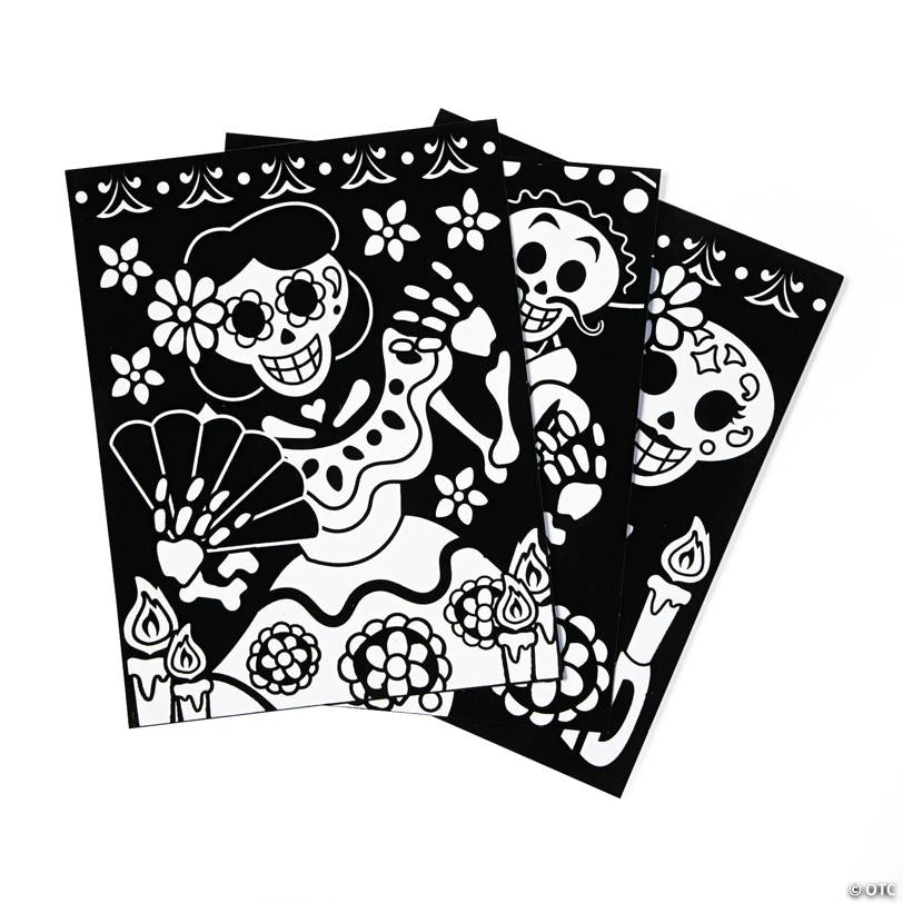 8 1/2" x 11" Color Your Own Fuzzy Day of the Dead Cardstock Posters - 24 Pc.
