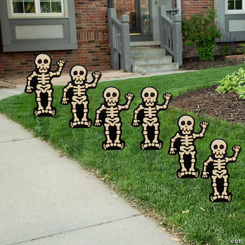 8 1/2" x 12 3/4"  Halloween Skeleton Yard Signs - 6 Pc.
